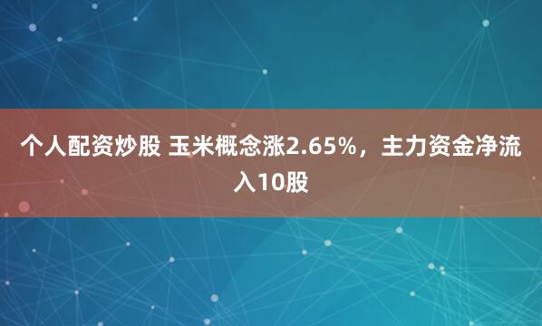 个人配资炒股 玉米概念涨2.65%，主力资金净流入10股